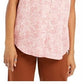 Style & Co Women's Floral Print Button Down Top Pink Size Small