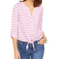 Style & Co Women's Printed Tie Front Top Pink Size XX-Large