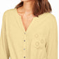 Style & Co Women's Eyelet-Pocket Tie-Front Top Yellow Size Small