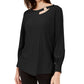 Alfani Women's Cut-Out Blouse Black Size Petite Large