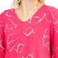 Alfani Women's Printed Tie Sleeve Top  Pink Size Large