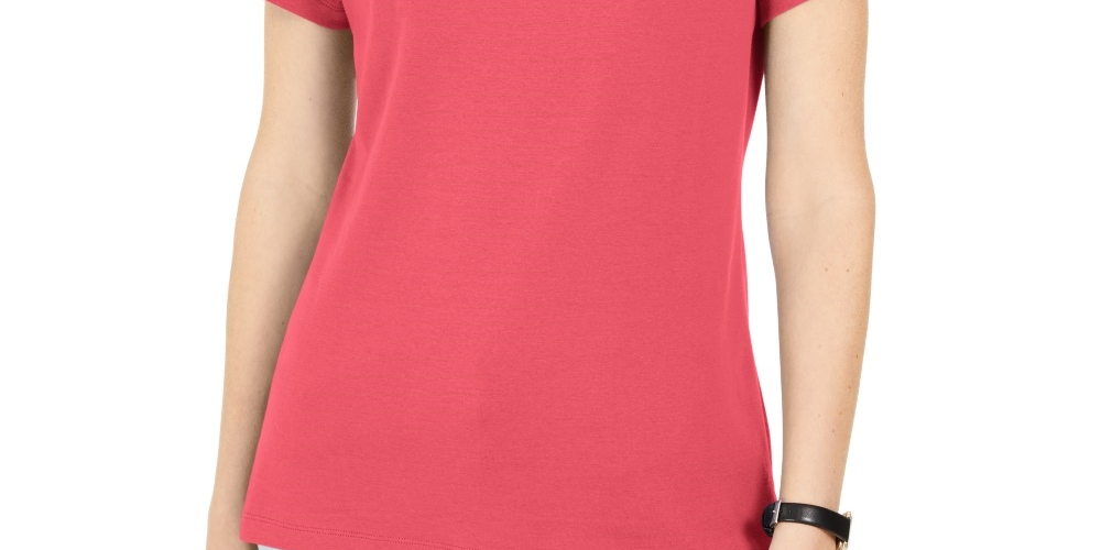 Karen Scott Women's Grommet-Trim Top Orange Size Small