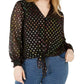 INC International Concepts Women's Polka Dot Tie Front Top Black Size 4X