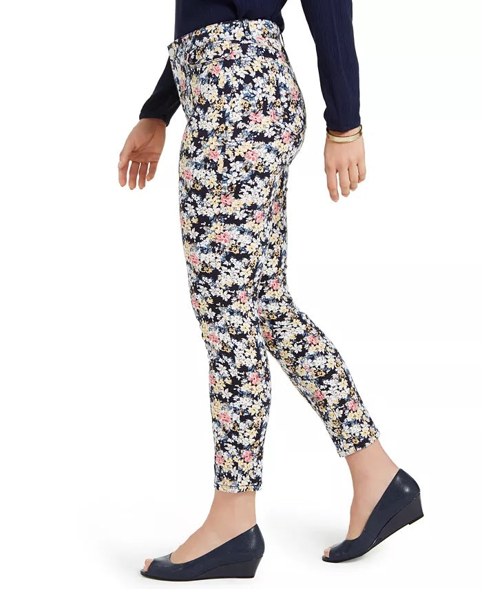 Charter Club Women's Bristol Tummy-Control Printed SkinNY Ankle Jeans Blue Size 16