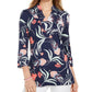 Charter Club Women's Knit 3/4 Sleeve Paisley Tunic Top Blue Size XX-Large
