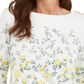 Charter Club Women's Floral Print Boat Neck Top  White Size X-Small