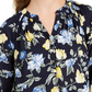 Charter Club Women's Floral Print Georgette Blouse Blue Size Large