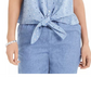 Charter Club Women's Cotton Embroidered Tie Front Shirt Blue Size X-Large