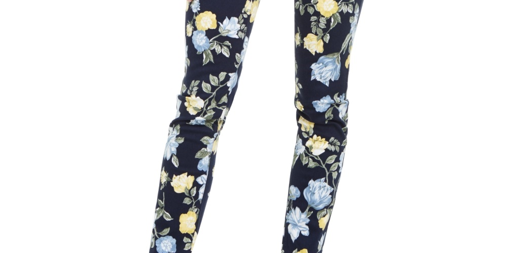 Charter Club Women's Floral Lexington Straight Leg Jeans Blue Size 8