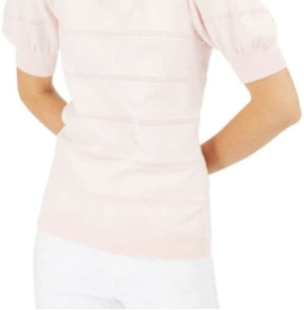 Maison Jules Women's Puff-Sleeve Sweater Pink Size Large
