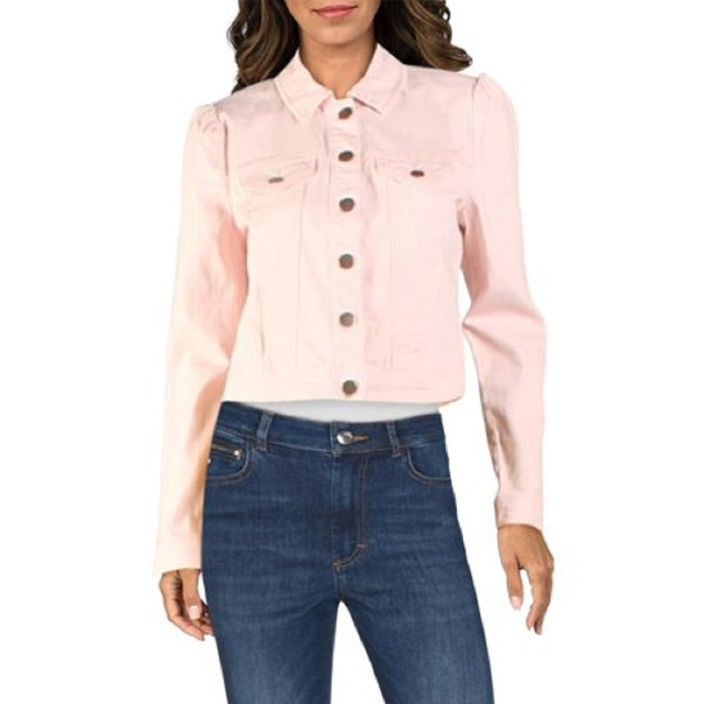 Maison Jules Women's Denim Stretch Jean Jacket Pink Size Small