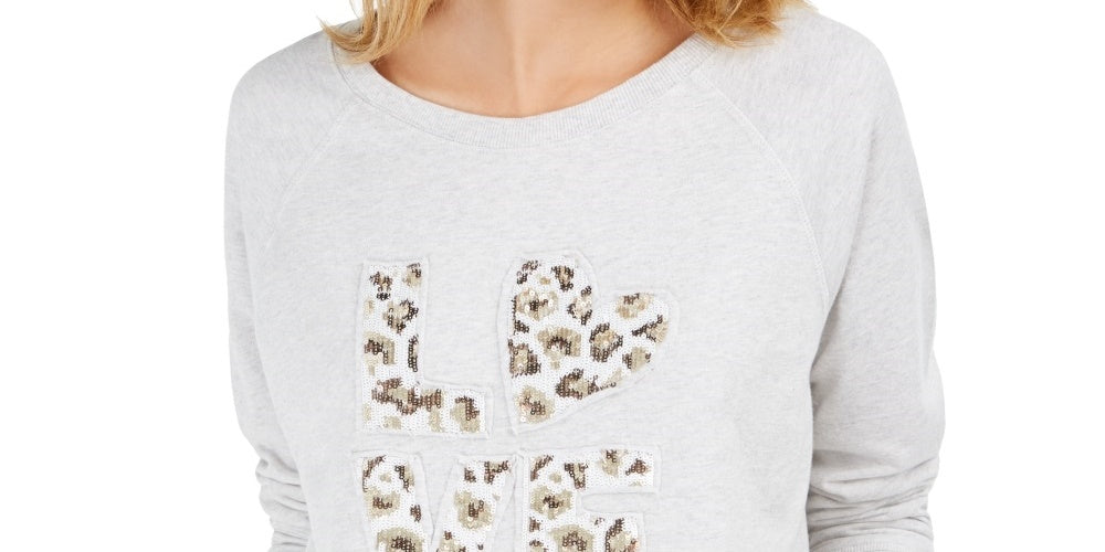 Style & Co Women's Cotton Graphic Sweatshirt Gray Size XX-Large
