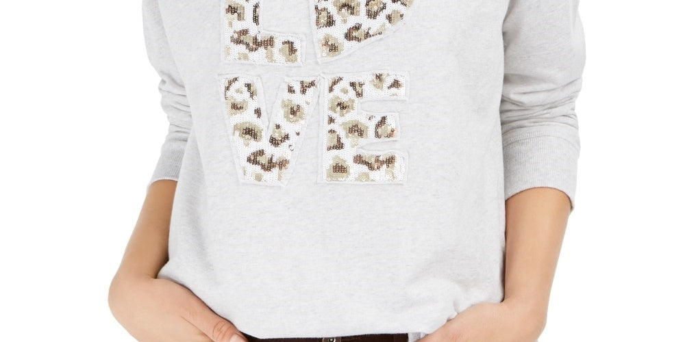 Style & Co Women's Cotton Graphic Sweatshirt Gray Size XX-Large