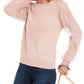 INC International Concepts Women's Tulle-Sleeve Sweater Pink Size Large
