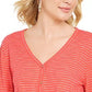 Style & Co Women's Striped Tie-Front Top Bright Orange Size X-Large