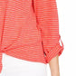 Style & Co Women's Striped Tie-Front Top Bright Orange Size X-Large