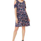 Style & Co Women's Printed Cold Shoulder Swing Dress Navy Size Large