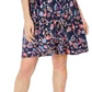 Style & Co Women's Printed Cold Shoulder Swing Dress Navy Size Large
