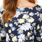 Charter Club Women's Floral-Print Boat-Neck Pima Cotton Top Blue Size Medium