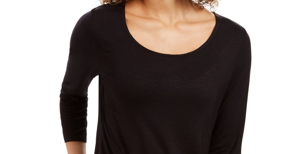 Style & Co Women's Tie-Front Top Black Size X-Small