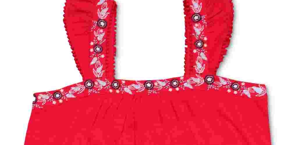 Style & Co Women's Blouse Cherry Cropped Flutter Embroidered Red Size X-Large