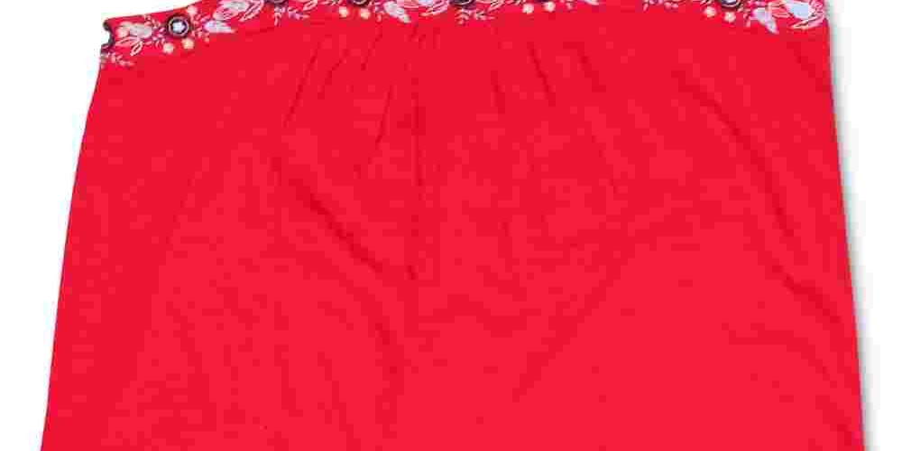 Style & Co Women's Blouse Cherry Cropped Flutter Embroidered Red Size X-Large