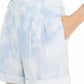 INC International Concepts Women's Tie-Dye Linen-Blend Shorts Blue Size 12