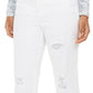 Style & Co Women's Ripped Crop Straight Jeans  White Size 2