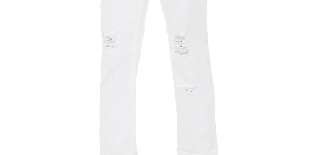 Style & Co Women's Ripped Crop Straight Jeans  White Size 2
