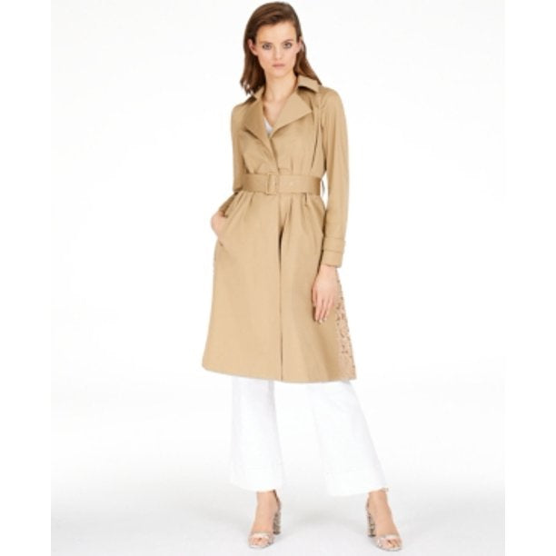 INC International Concepts Women's Plus Size Long Lace-Back Trench Coat Gray Size 2X