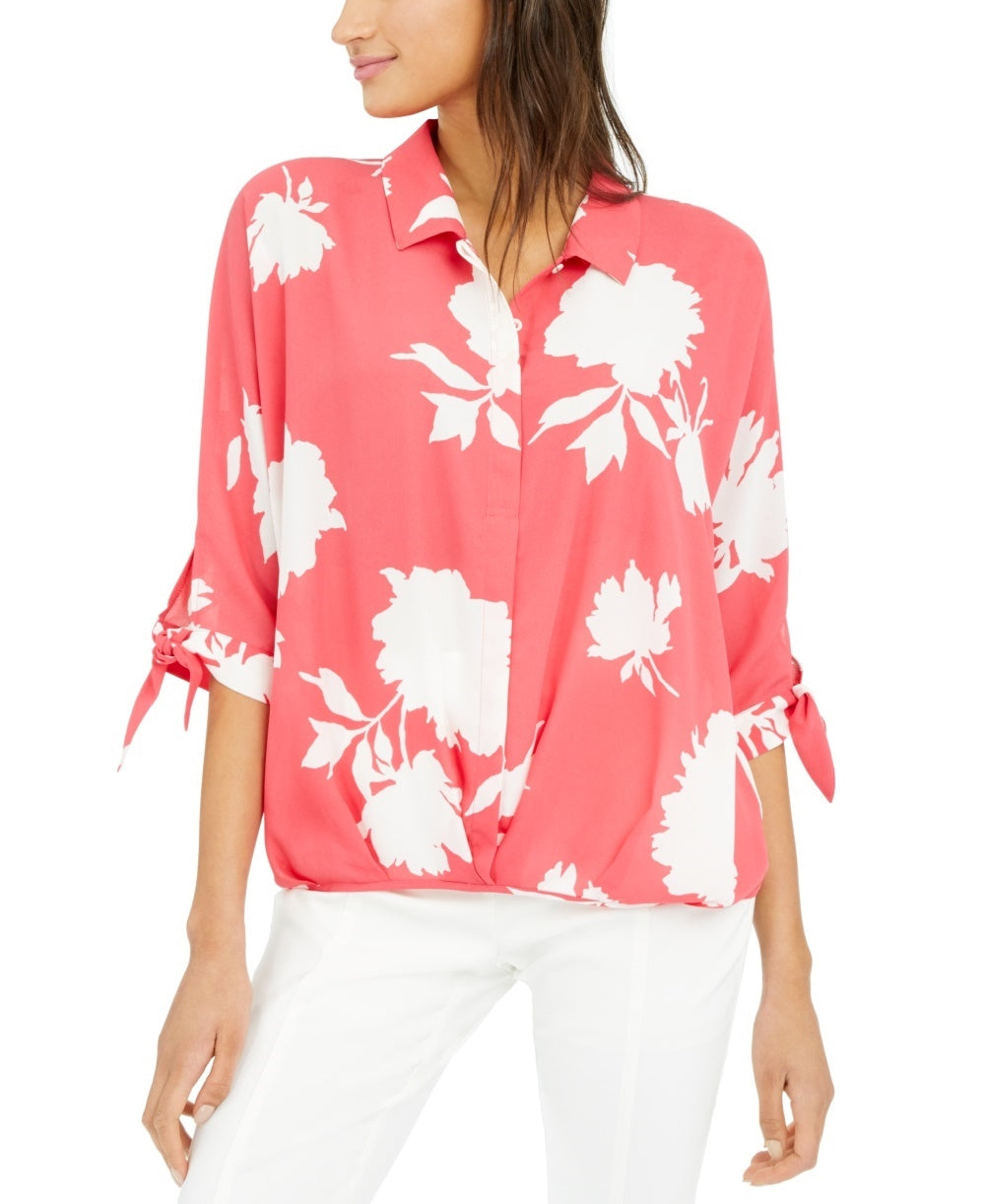 Alfani Women's Roll Front Blouse Pink Size Small