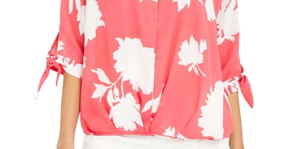 Alfani Women's Roll Front Blouse Pink Size Small