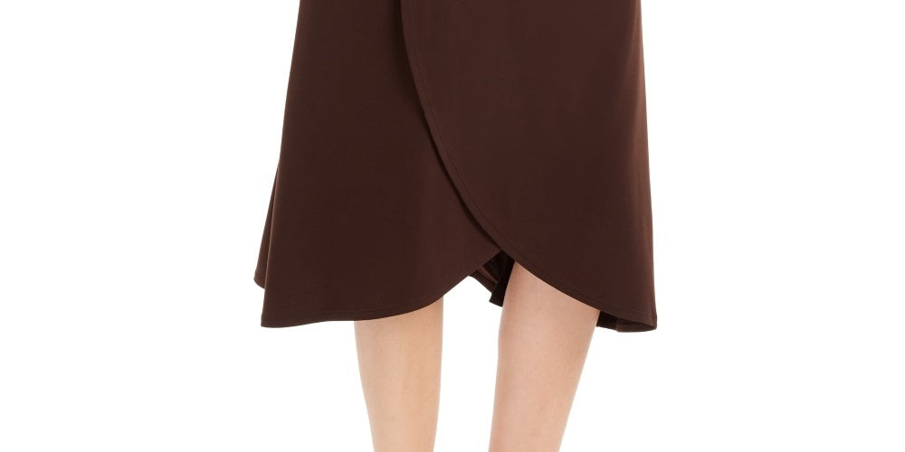 JM Collection Women's Solid Tulip Hem Skirt Brown Size Medium