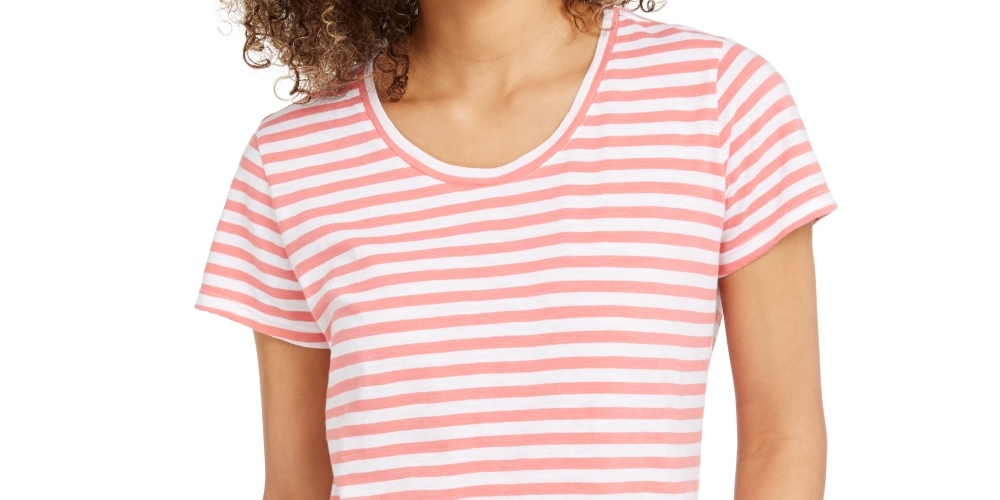 Style & Co Women's Striped Tee Red Size XX-Large