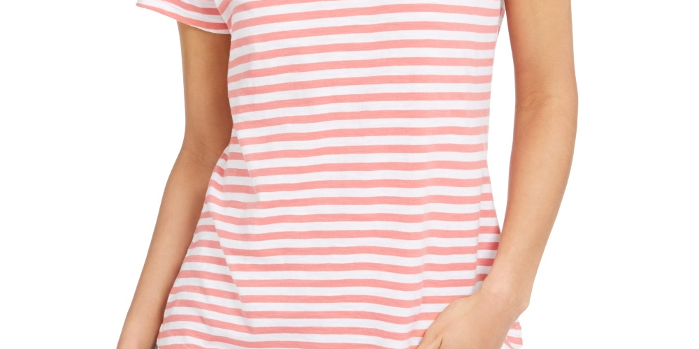 Style & Co Women's Striped Tee Red Size XX-Large