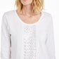 JM Collection Women's Sequined Scoop-Neck Top  Beigekhaki Size X-Large