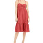 INC International Concepts Women's Linen Blend Twist Front Midi Dress Orange Size Large