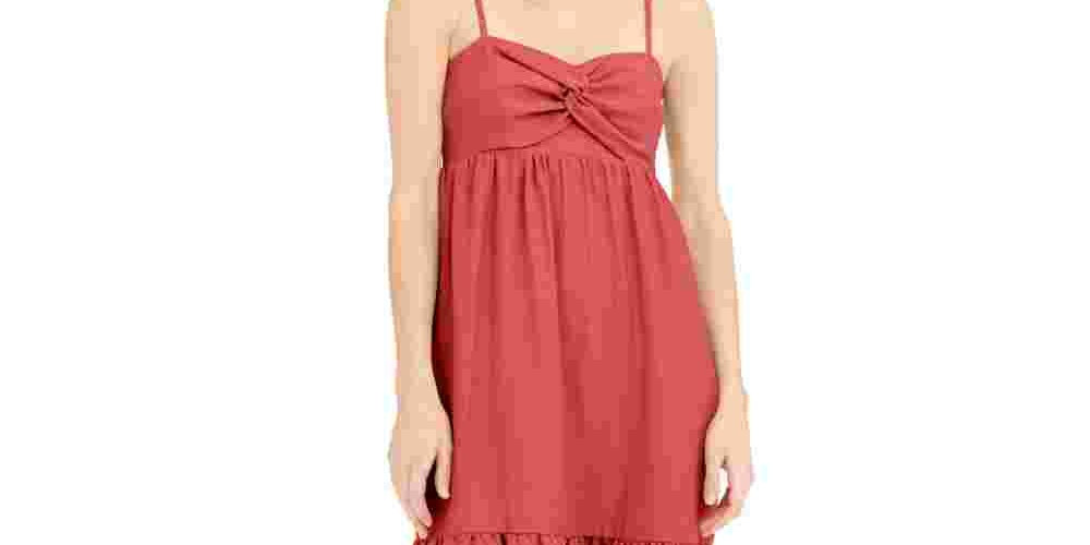 INC International Concepts Women's Linen Blend Twist Front Midi Dress Orange Size Large