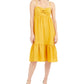 INC International Concepts Women's Linen Blend Twist Front Midi Dress Yellow Size X-Large