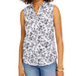 Charter Club Women's Toile Print Sleeveless Shirt Black Size 16