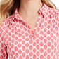 Charter Club Women's 3/4 Sleeve Printed Polo Top Black Size Extra Large
