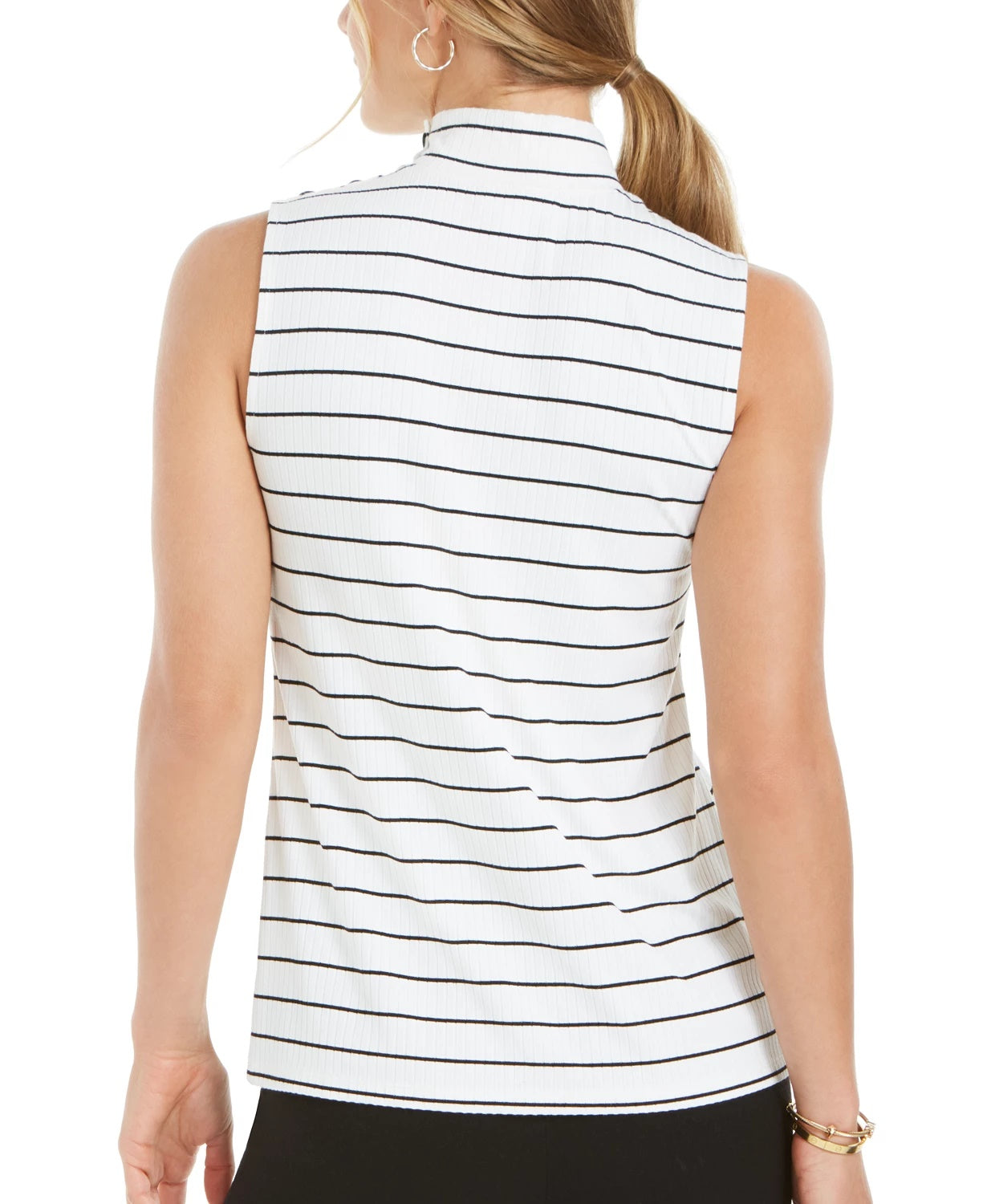 Charter Club Women's Sleeveless Mock-Neck Top White Size Large