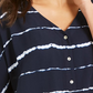 Style & Co Women's Striped Tie-Dyed Tie-Front Blouse Navy Size Medium