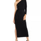 INC International Concepts Women's One-Shoulder Belted Maxi Dress Black Size Petite Small