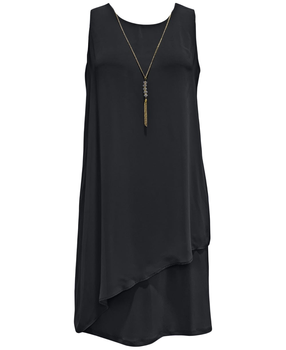 JM Collection Women's Necklace Embellished Sheath Dress Black Size Small
