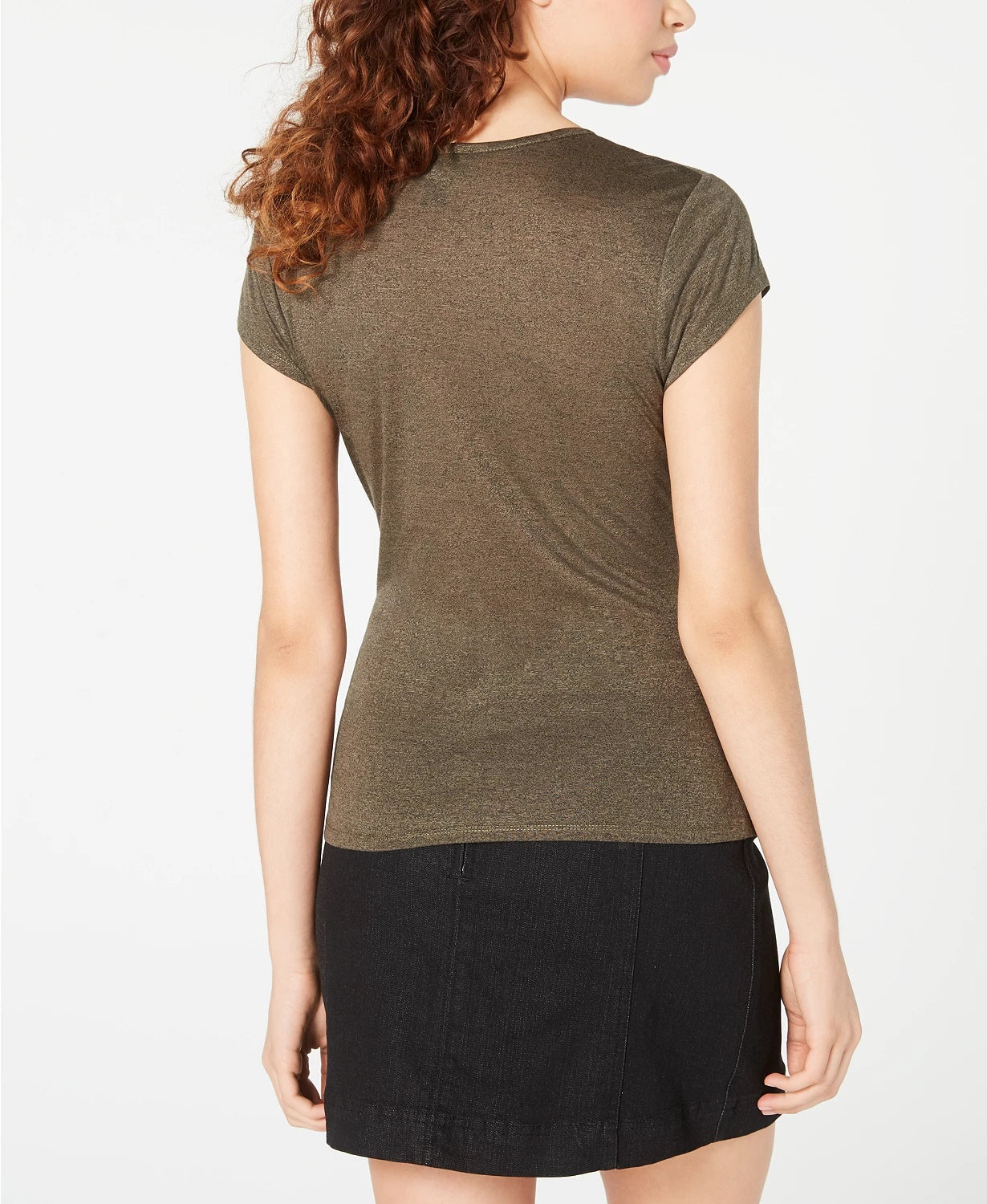 BCX Juniors' Wrap Bar-Detail Top Dark Green Size Small