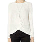 BCX Junior's Twist Front Rib Knit Sweater White Size X-Small