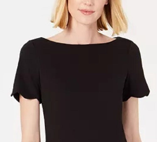 Kasper Women's Scalloped Crepe Dress Black Size 10