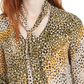 Bar III Women's Printed Tie Neck Top Green Size Small