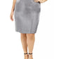 Kasper Women's Plus Metallic Pencil Skirt Silver Size Petite Small